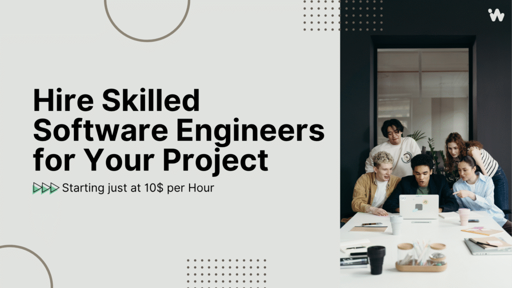 Skilled software engineers collaborating on a software development project in a modern workspace